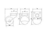 Опора колесная 206 нагрузка 35 кг d=38 h=55 <100>