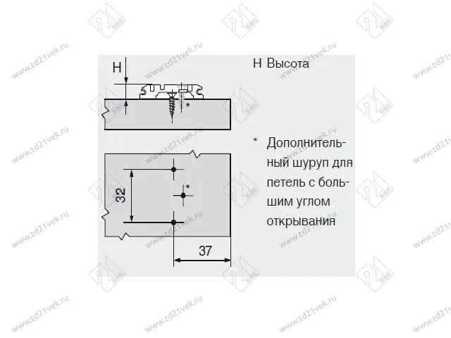 173L6130  MPL V500NI Планка ответная BLUMCLIP(крест.) H=3мм (под саморез)<500> 2