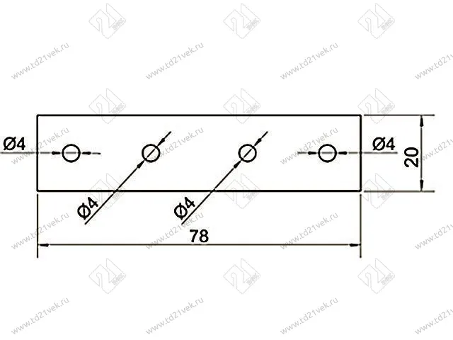 Полоса крепежная 78х20, 4 отверстия (50/100) <1000> 2