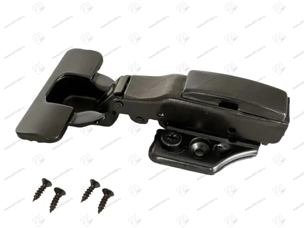 Петля накладная 0мм (без пружины), 48мм, планка Н=2, 3D, CLIP-ON, 2 накладки+4 самореза, черный 1