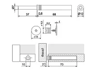 AMF15/GR Упор-защелка фасада c толкателем и магнитным наконечником push-to-open,скр крепл. серый <100>