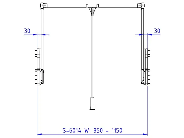 S-6014-G Пантограф Starax, (850-1150x290x900 мм), нагрузка 15 кг, серый/хром