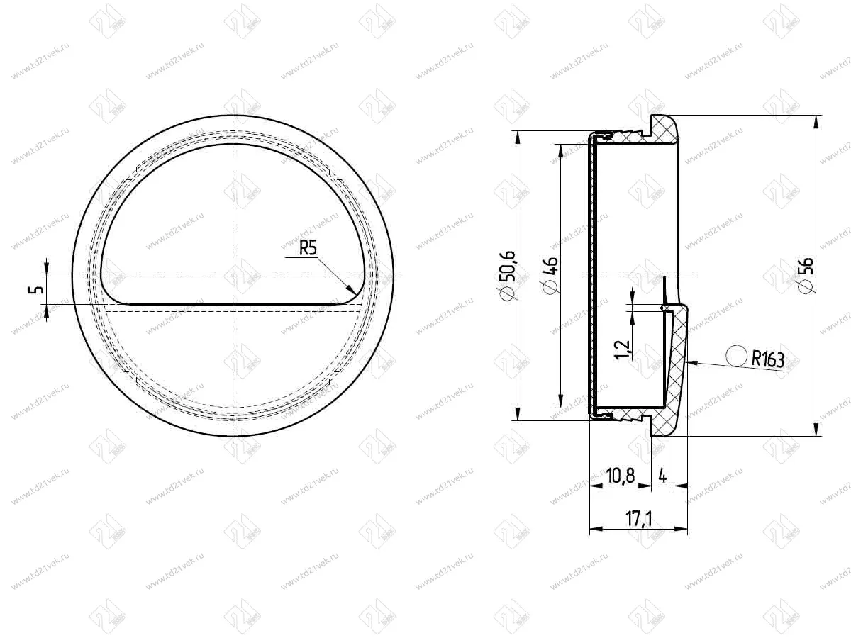 Ручка-раковина D50 серая 3