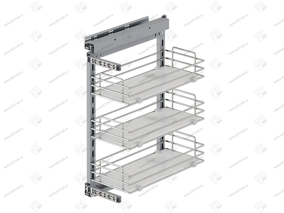 S-2798-C Бутылочница 400, Starax, 3-х ярусная, направляющие Blum Tandem, (355х470х635 мм), с доводчиком, полное выдвижение, правая 2