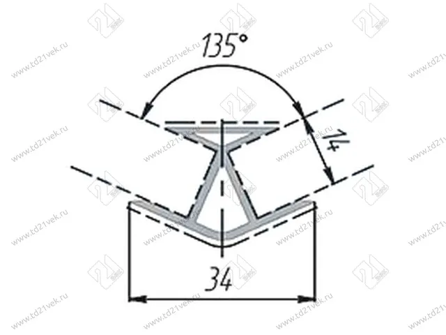 Угловое соединение 135гр. / H100, Дуб Вотан<10> 2