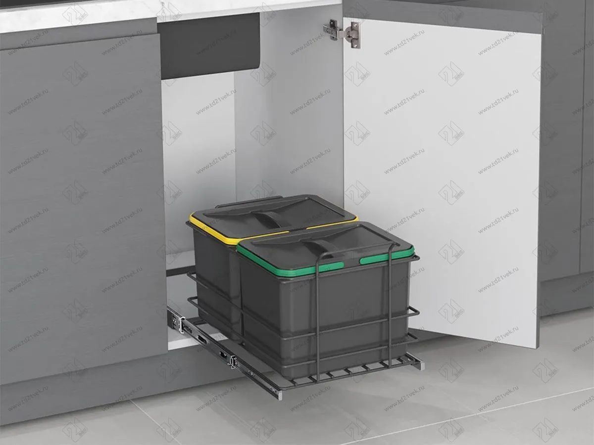 S-2578-A Система сортировки в базу 400 мм, Starax, 12+12 л, (340x485x315 мм), пластик, антрацит 1