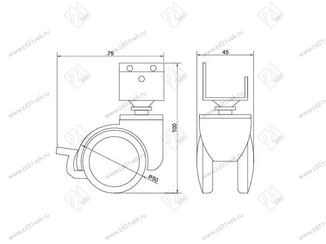 Опора колесная 566 нагрузка - 40 кг d=50, h=68 <100> 2