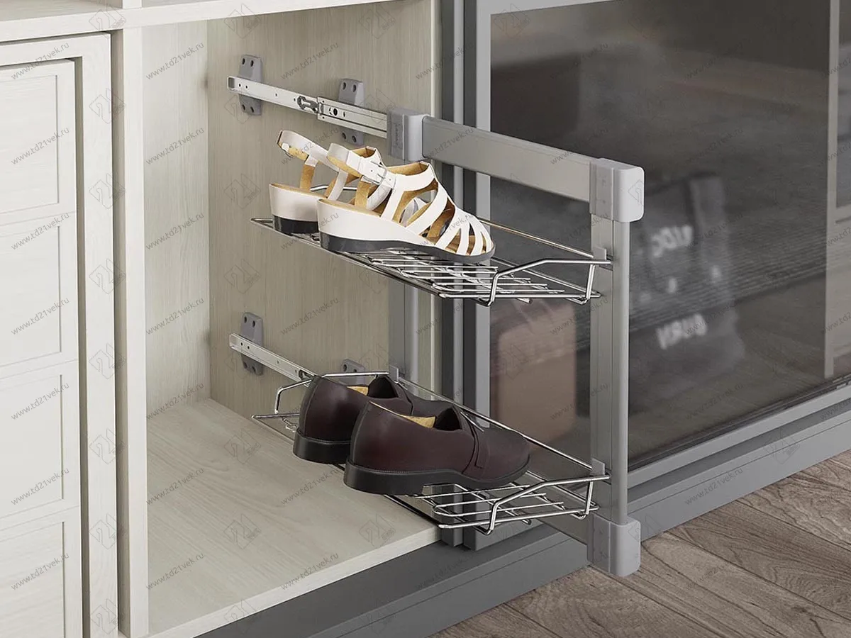 S-6282-G Обувница Starax, 2-х ярусная, (300х470х520 мм), с доводчиком, правая 1