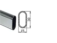 Штанга овальная 30*15*3000, (вес 0,91кг) хром <10>