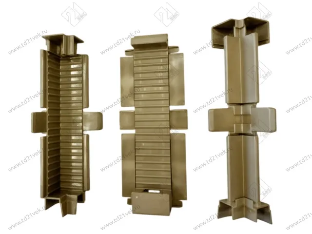 Комплект для цоколя с подсветкой, шампань голд, 1соединитель, 1угол.внутр, 1угол наружний, пластик 2