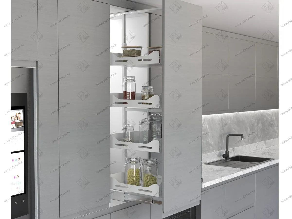 S-1825-US-W Шкаф-колонна в базу 300 мм, Starax Unique Slim, 6-ти ярусная, (230х510х1850-2000 мм), белый 1