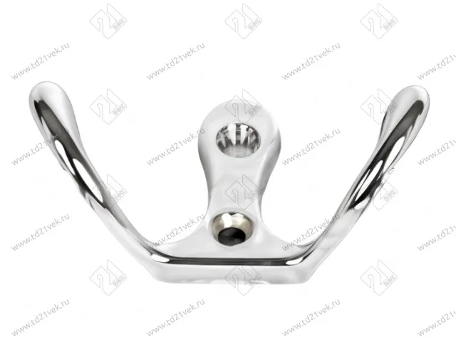 Крючок двухрожковый, хром, VESHALKA, в комплекте: саморез 2 шт. 1