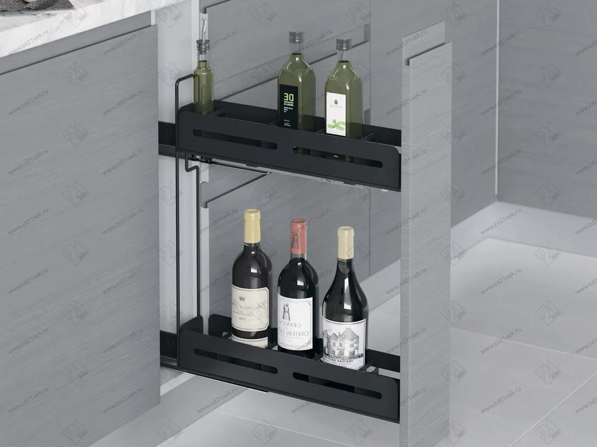 S-2661-UB-A Бутылочница Starax шир. 150 (108х475х556) Unique Box, правая, антрацит <1> 1