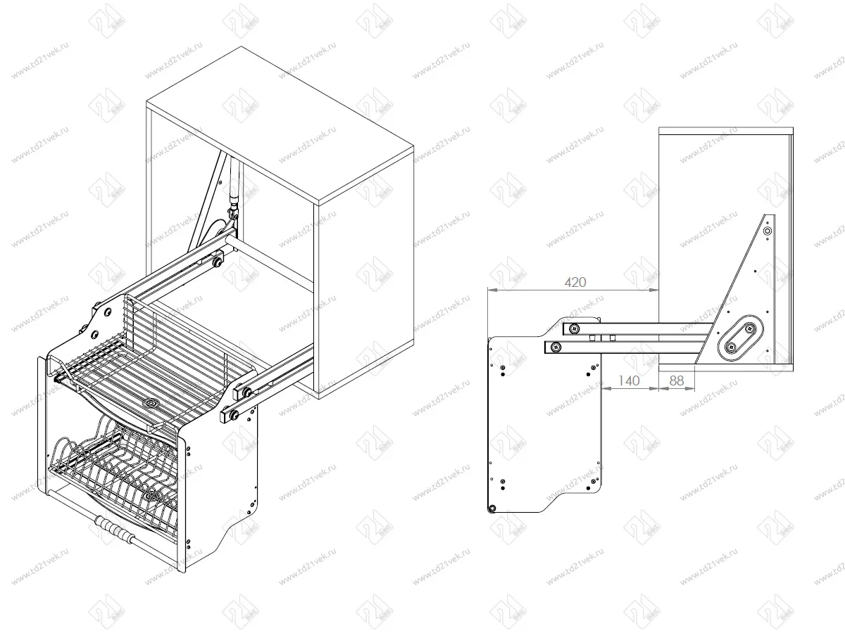 S-5181-A Выдвижная сушка для посуды в базу 600 мм, Starax, (564x300x550 мм), антрацит 5