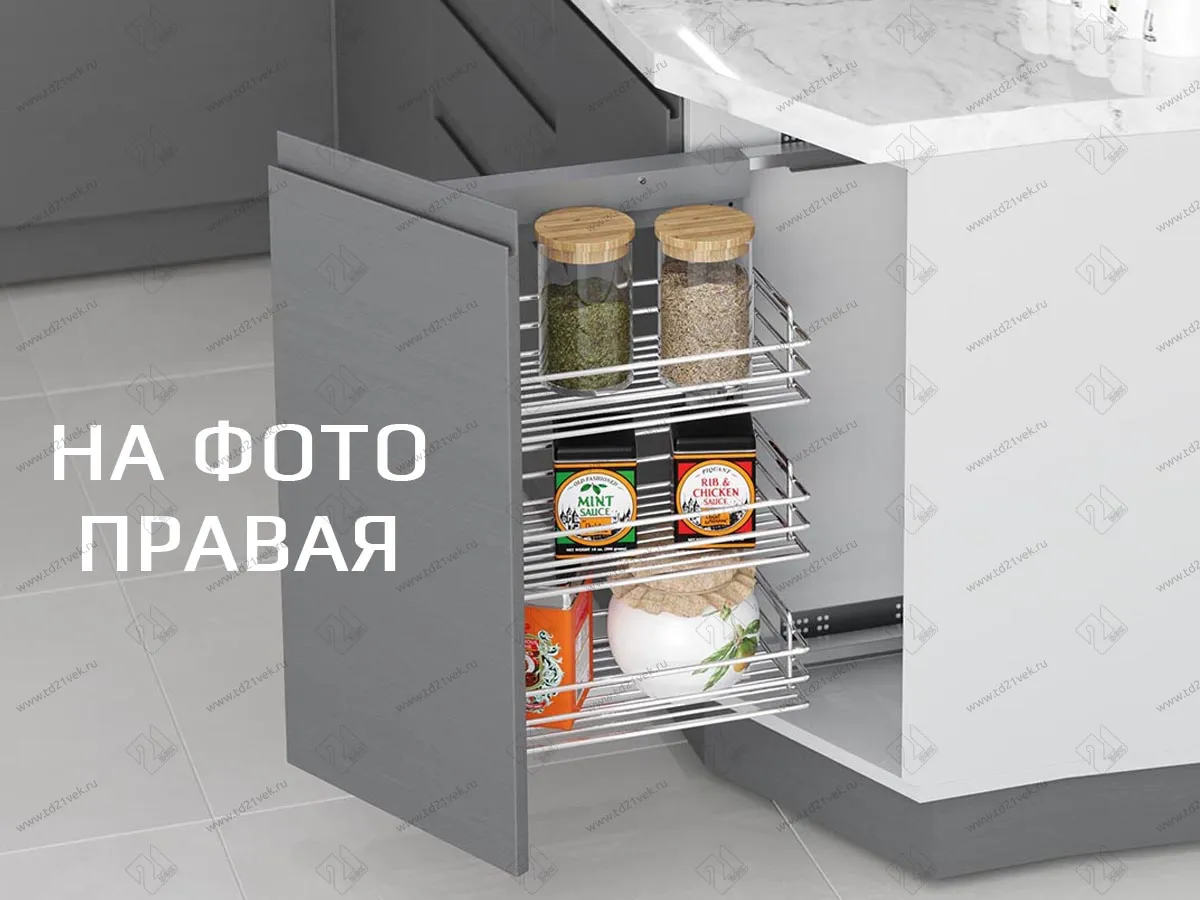 S-2222-C Угловая бутылочница скошенная 300, Starax, 3-х ярусная, правая, направляющие Blum Tandem, (255х470х635 мм) 1