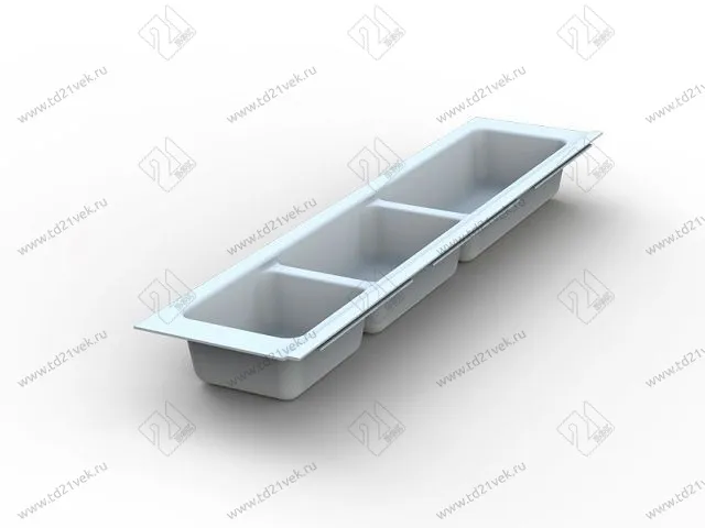 105-83-03-302 Лоток для столовых приборов Mesan TrayBond, 3 отдела,(Ш107хГ480-444хВ45) белый <5/80> 1