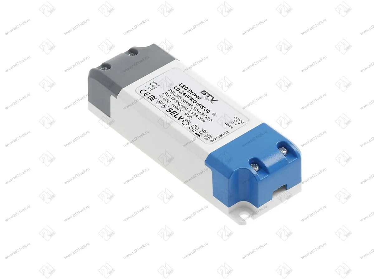 LD-ZASPRO16W-30 БЛОК ПИТАНИЯ LED PRO WE: 220-240V AC 50 HZ
WY; IP 20, 12 V DC / 16W 1