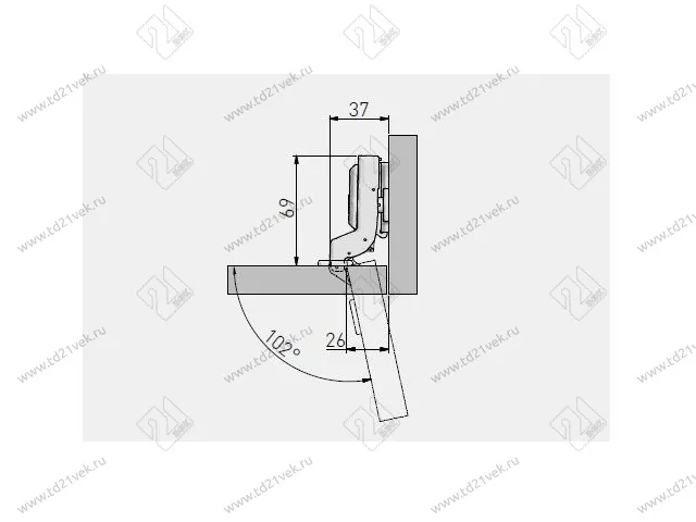 ZM-ECHC07BEO петля внутренняя prestige самозакрывающаяся без еврошурупа  <100> 2