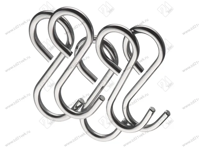 Комплект крючков малых несъемных для рейлинга, 5 шт., хром 1