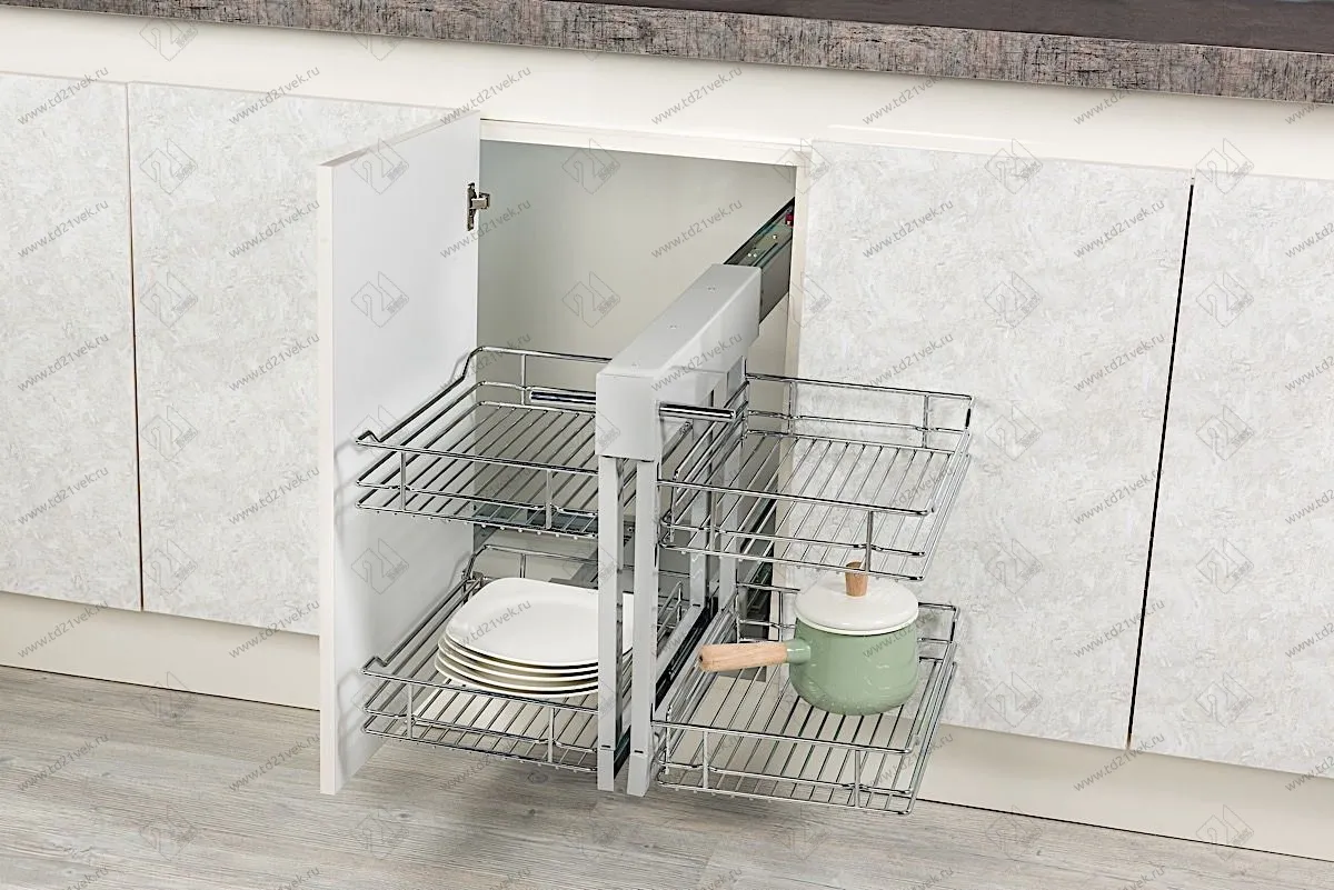 S-3007-C Волшебный угол для распашных фасадов в базу 450 мм, Starax, 2-х ярусный, (640х510х560 мм), универсальный 1