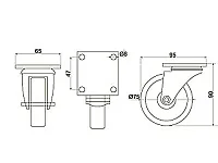 Опора колесная 361 нагрузка - 50 кг d=75, h=98 <100>