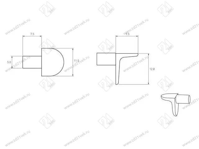 Полкодержатель Г-обр. с упором, для деревянных полок, никель 2