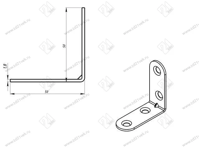 Кронштейн МК 50х50, цинк (100) <400> 2