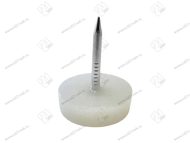 Подпятник с гвоздем d16хh20мм, базовый, гвоздь-1,3мм, белый 1