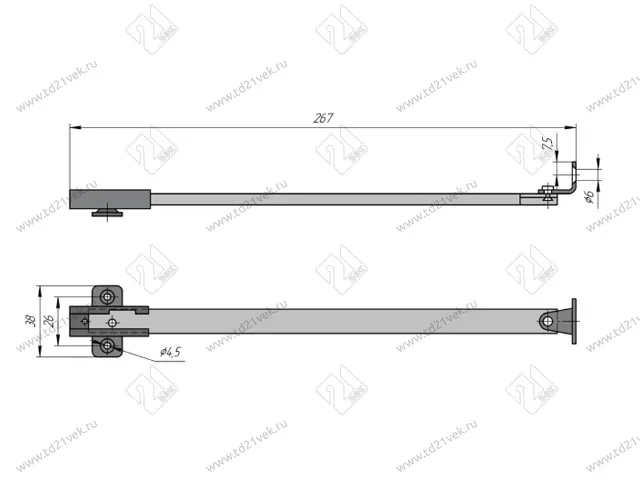 Кронштейн мебельный, СТ 105, цинк 2