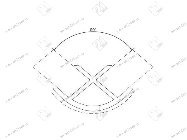 Угловое соединение  90гр, ясень шимо тёмный , 150 мм <50> 2
