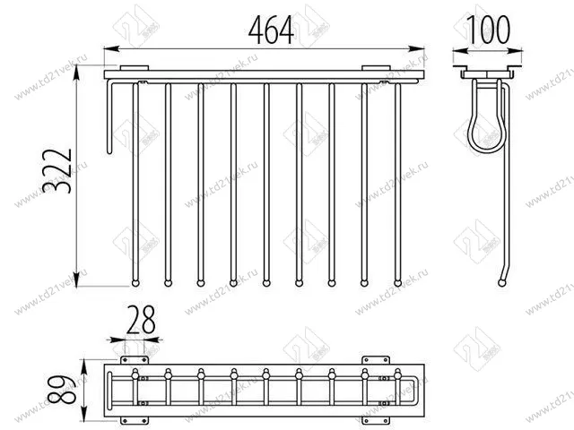WW-WSPO00-01 Выдвижная вешалка для брюк GTV, 9 мест, правосторонний, хром <4> 2