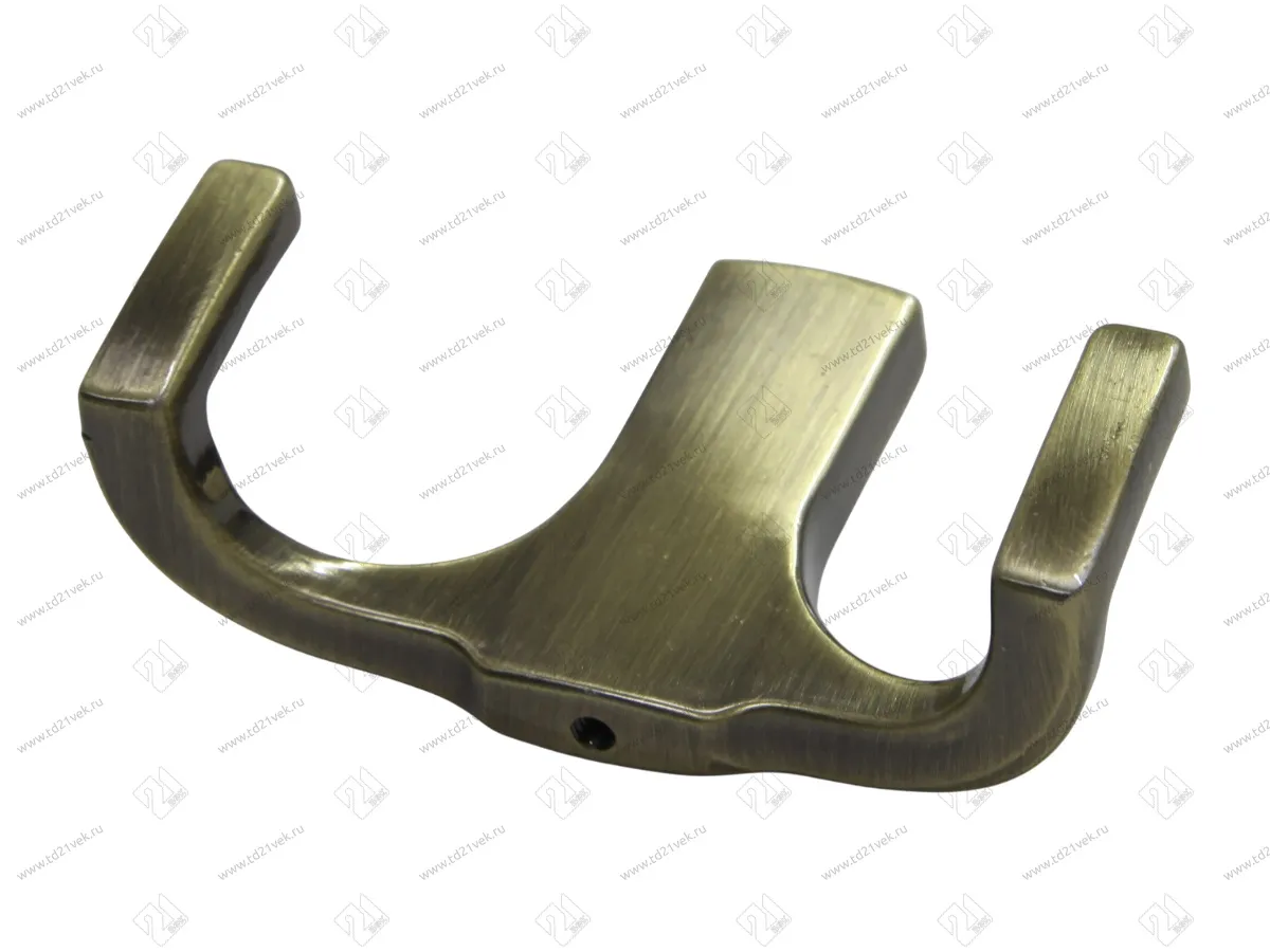 Крючок двухрожковый, бронза, V LORD, в комплекте: саморез 2 шт., крепёжная планка, ключ 1