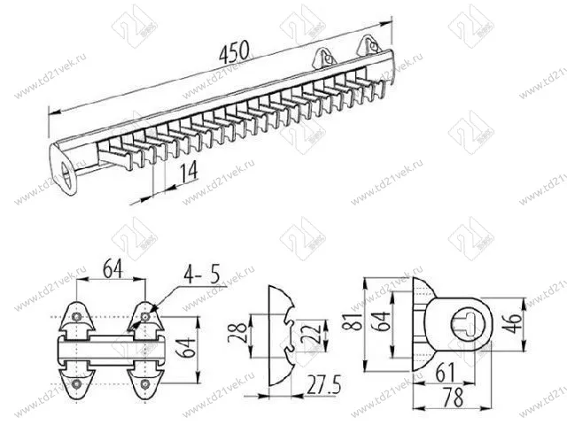 WW-KJ0101-01 Вешалка GTV, krawat j0101, алюминий <2/32> 2
