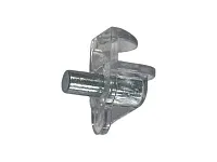 Полкодержатель для стеклянных полок, Г-образный. c упором, штифт-d5 мм,  прозрачный