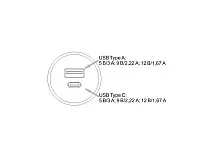 06.800.01.350 USB-розетка, врезная, 1USB-A:+1Type-C 5V/3А, встраиваемая, входное напряжение 12В, серебристый, 37х27.5мм
