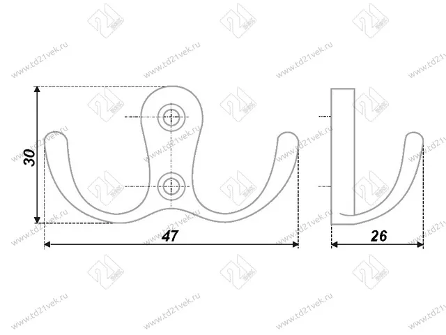 K207СP.7 Крючок мебельный K0740  хром  <50> 2