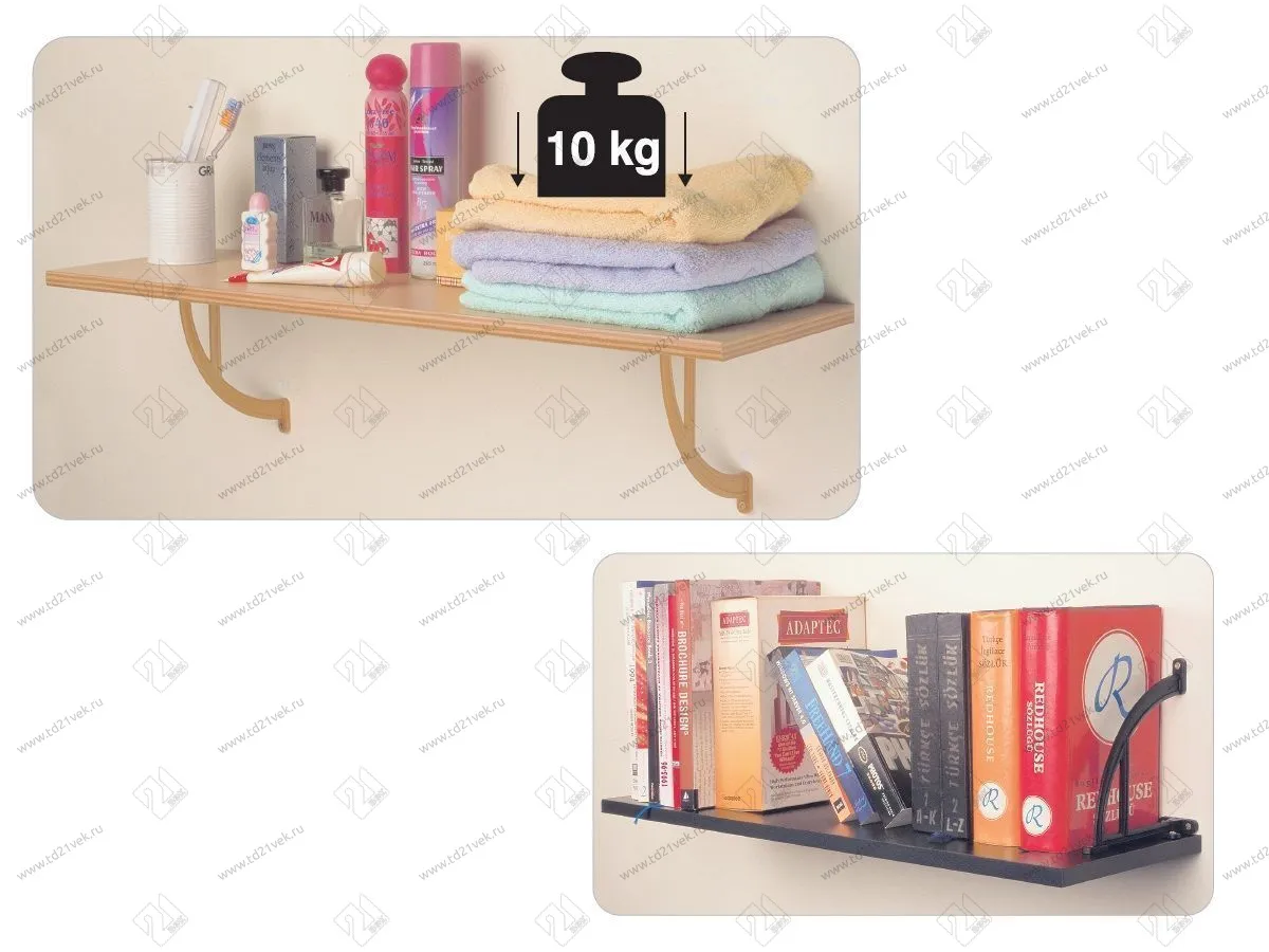 103-06-03-301 Кронштейн Mesan для деревянных полок Д175хВ185мм, черный <1/50> 3