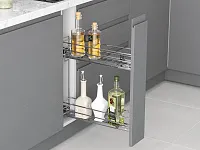S-2413-08-C Бутылочница 150, Starax, 2-х ярусная, направляющие Blum Tandem, выдвижение 7/8, (106х475х495), правая, хром