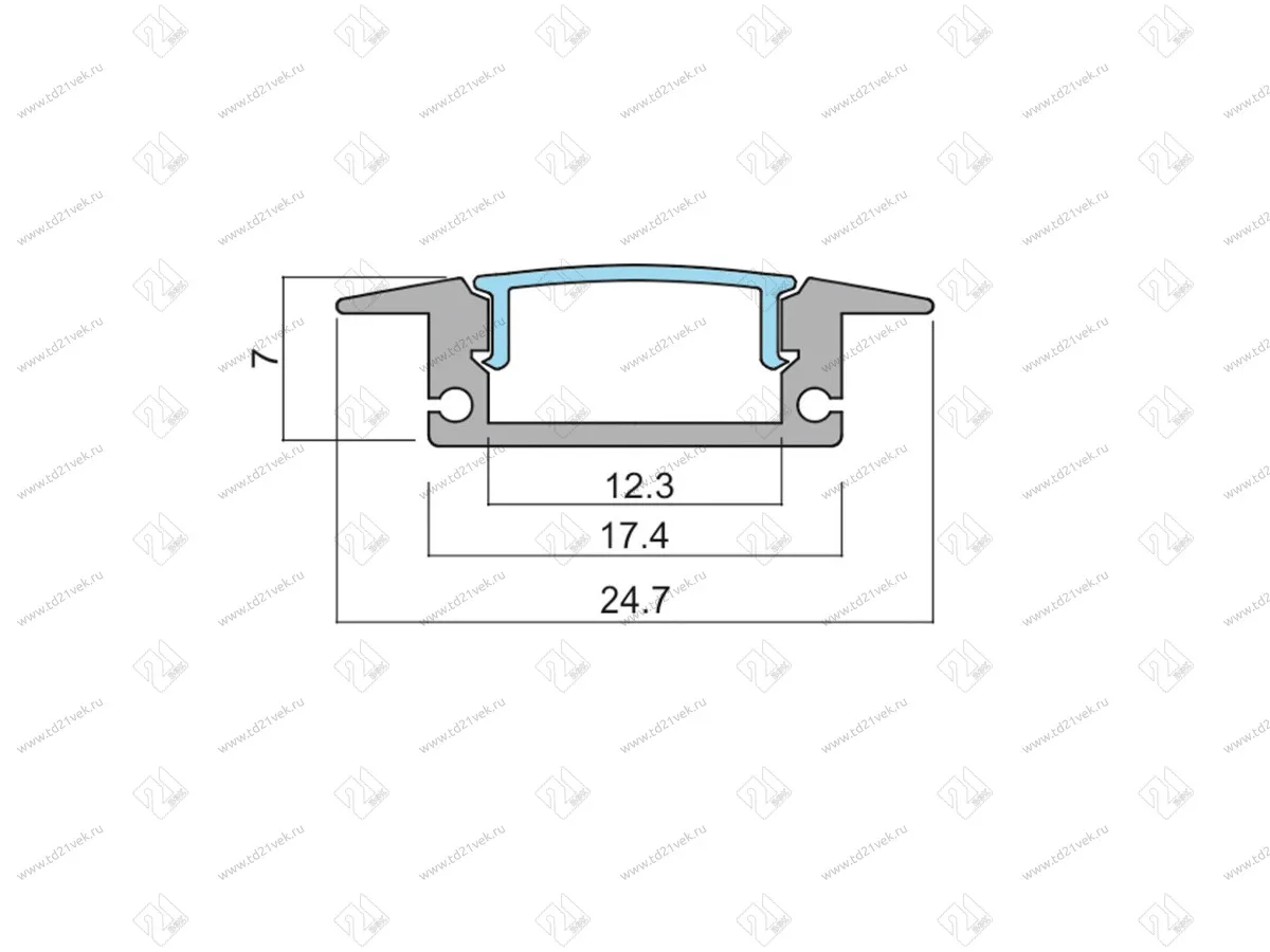 19.143.37.330 Профиль алюминиевый врезной 2 м (ЧЕРНЫЙ) КСС 2507Е, 4 клипсы, 4 загл <1> 3