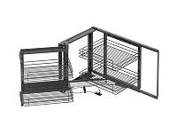 S-3071-A Волшебный угол с фасадным креплением в базу 500 мм, Starax, 2-х ярусный, (860-965х530х530 мм), левый, антрацит
