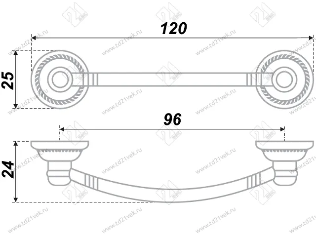 RS096AB.4/96 Ручка-скоба 96мм, старинная латунь <25> 2
