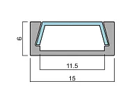 17.800.00.397 / 19.143.39.336 Профиль алюминиевый  КСС 1506W накладной L=2000мм, диффузор полуматовый, 4 клипсы, 4 заглушки с отв. серые