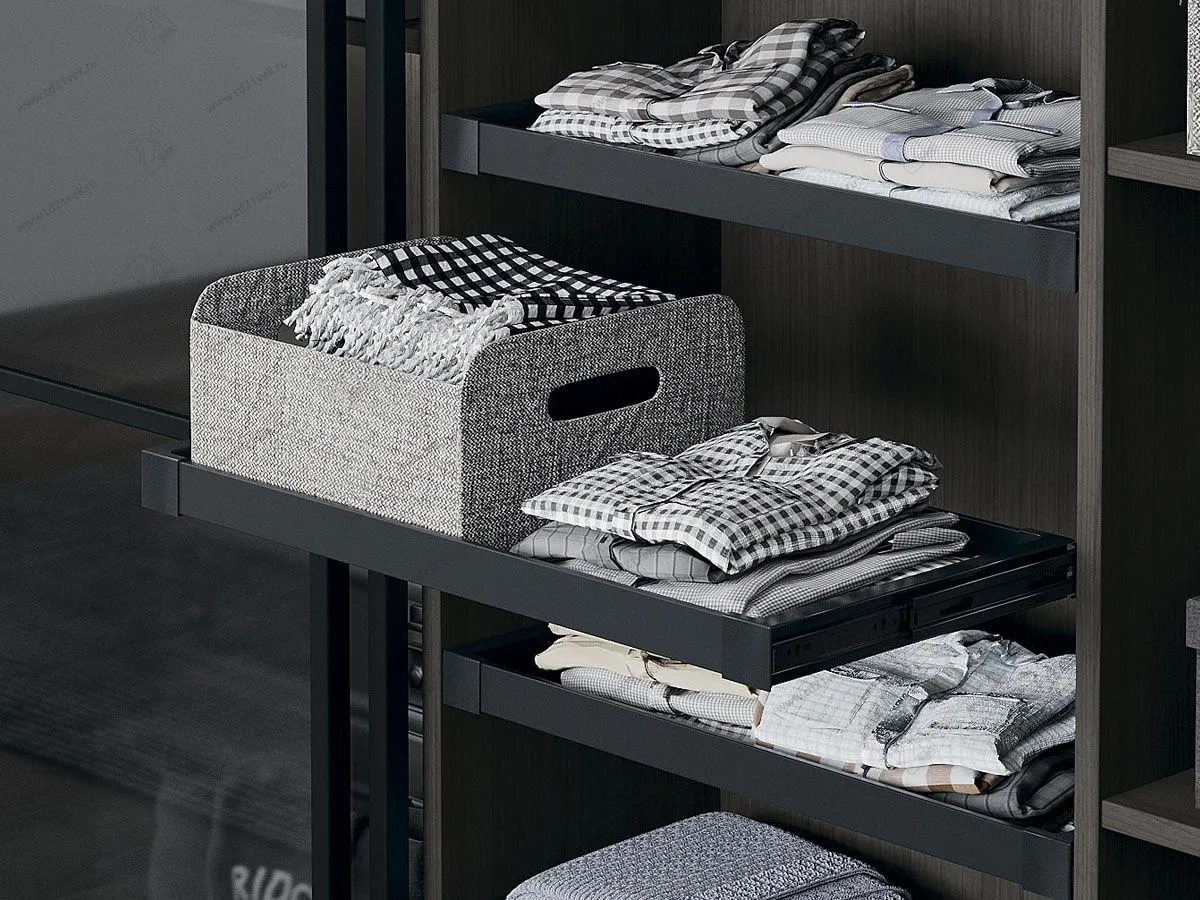 S-6398-A Выдвижная полка в базу 900 мм, Starax, (860x356x50 мм), антрацит 1