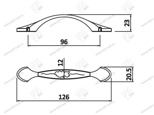 UZ-ROYAL1-96-10-03 Ручка GTV ROYAL1 C=96мм, белый/золото <50> 4