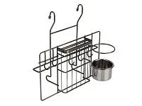 MX-404 BA Полка на рейлинг для ножей и досок с крючками, 380х175х350мм, бронза, <6>