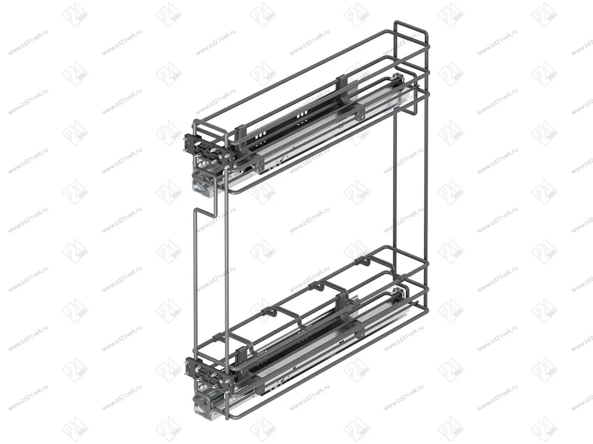 S-2414-08-A Бутылочница 150, Starax, 2-х ярусная, направляющие Blum Tandem, выдвижение 7/8, (106х475х495), левая, антрацит 2