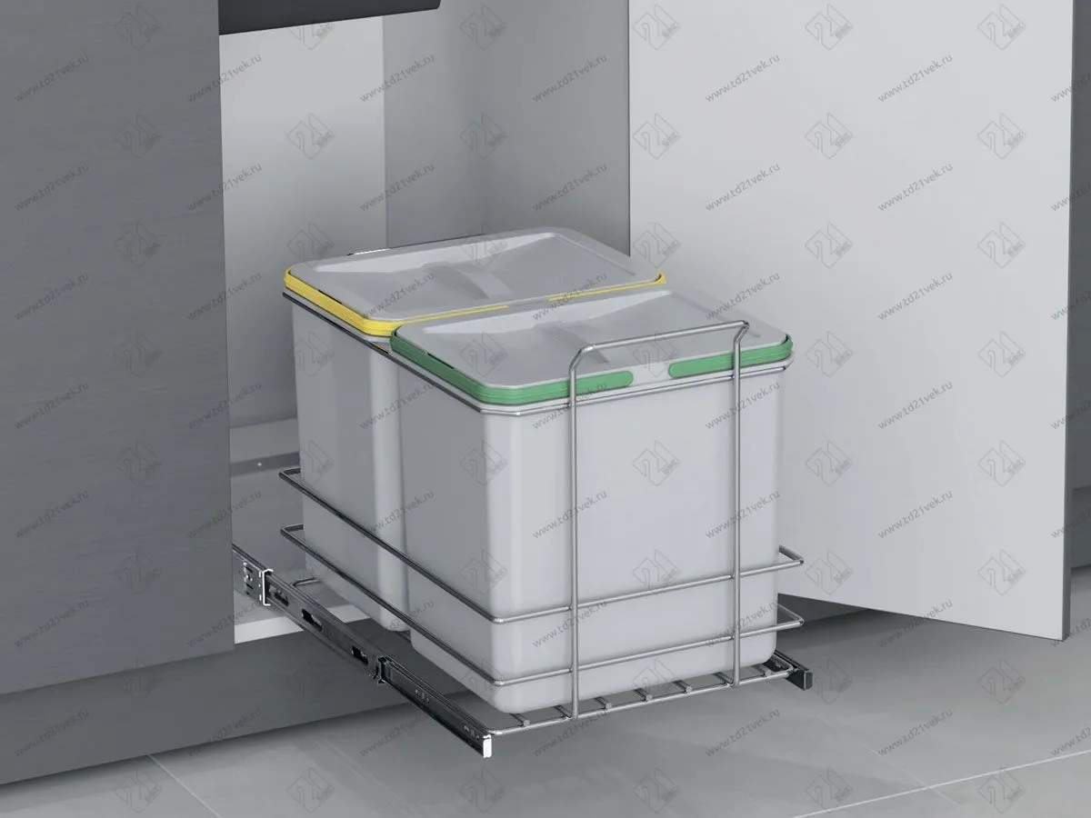 S-2579-G Мусорное ведро Starax 16+16л. шир. 400 (340x485x385) пластик <1> 1