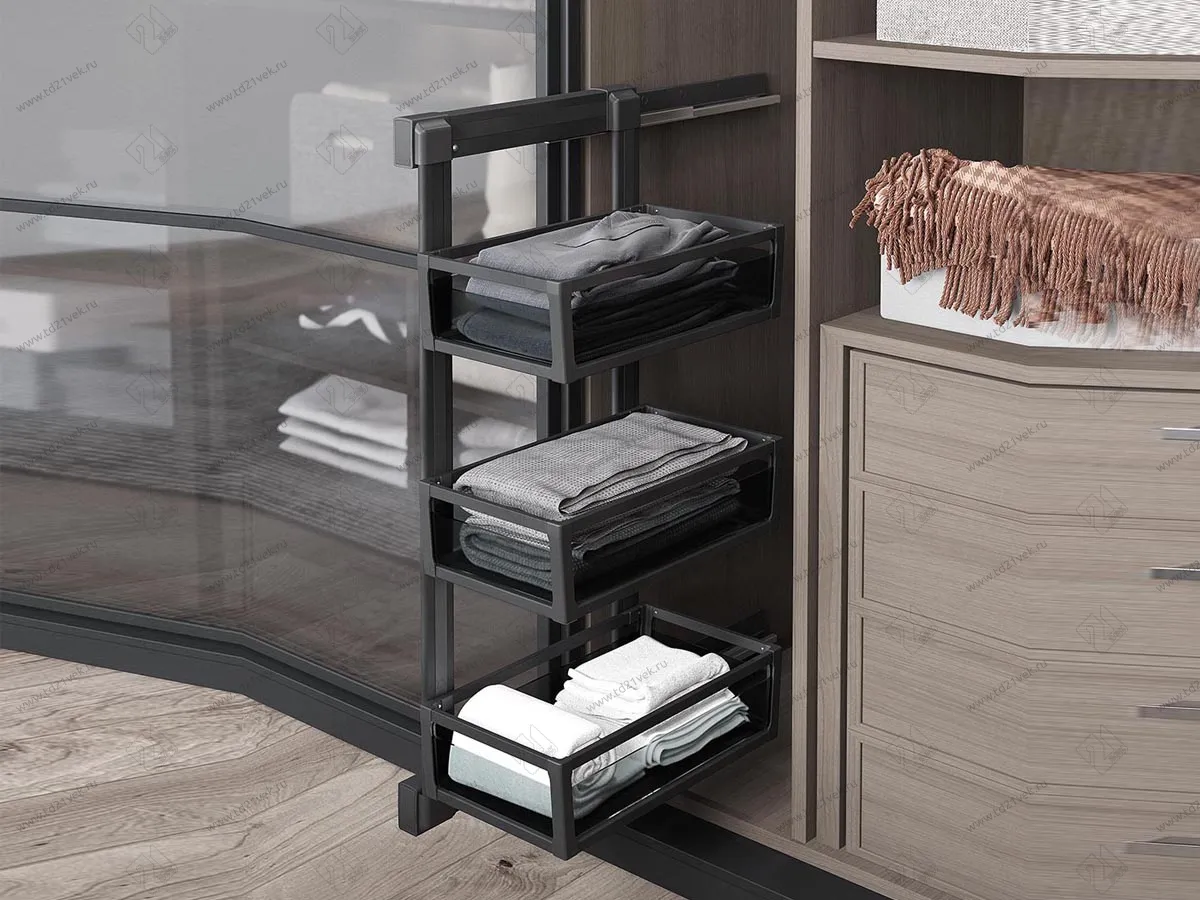 S-6721-A Корзина для белья, Starax, 3-х ярусная, (325х475х1000 мм), левая, антрацит 1