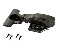 Петля накладная 0мм (без пружины), 48мм, планка Н=2, 3D, CLIP-ON, 2 накладки+4 самореза, черный