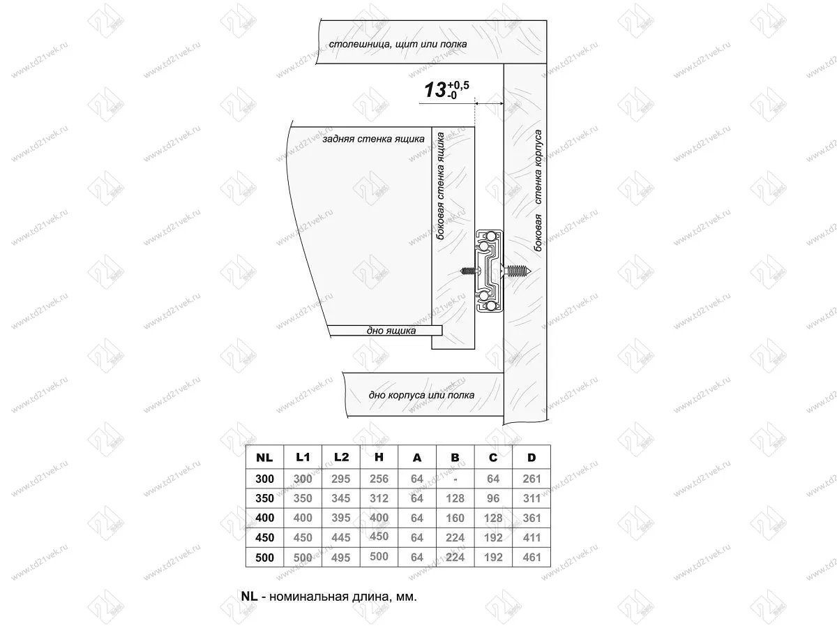 DB4518Zn/450  Шариковые направляющие PUSH-SOFT CLOSING <15> 6